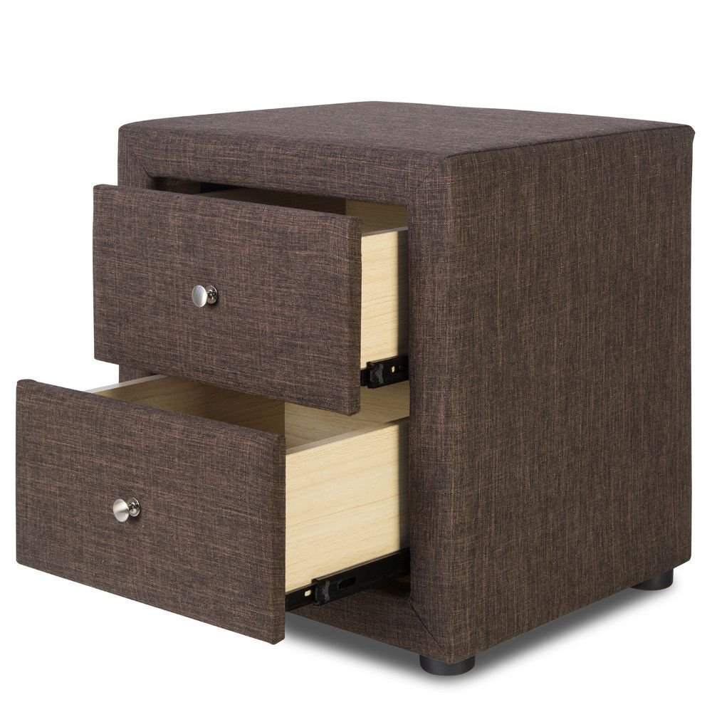 Bedside table nightstand bedroom night chest drawers side table grey fabric