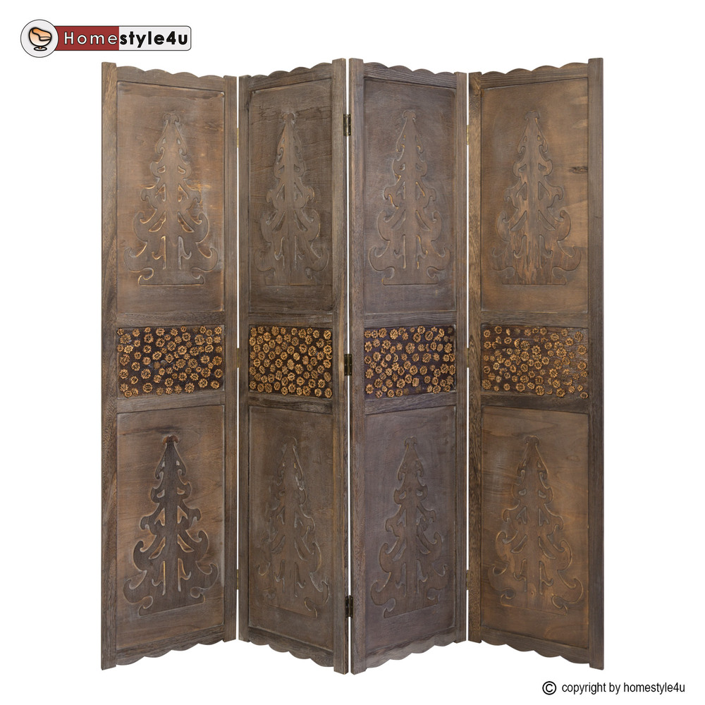 Paravent Brown Decorations | 4-panel | Wood | Room Divider Partition Privacy Screen