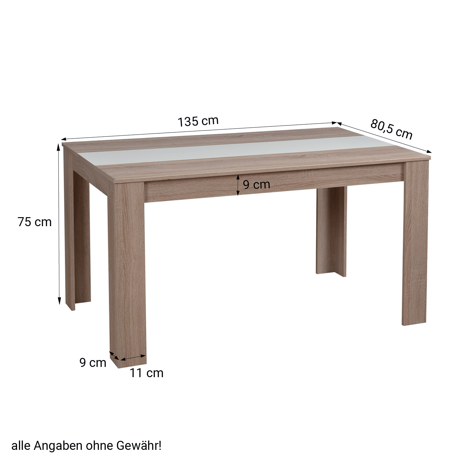 Dining Table Wooden Kitchen Table Several Colours 135x80 cm Wood Solid
