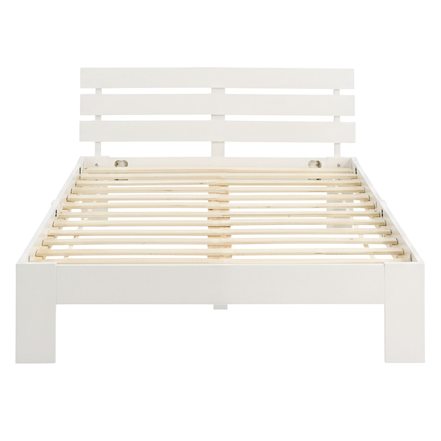 Solid White Pine Wood Bed, 120x200 cm – Futon Bed with Mattress and Slatted Base