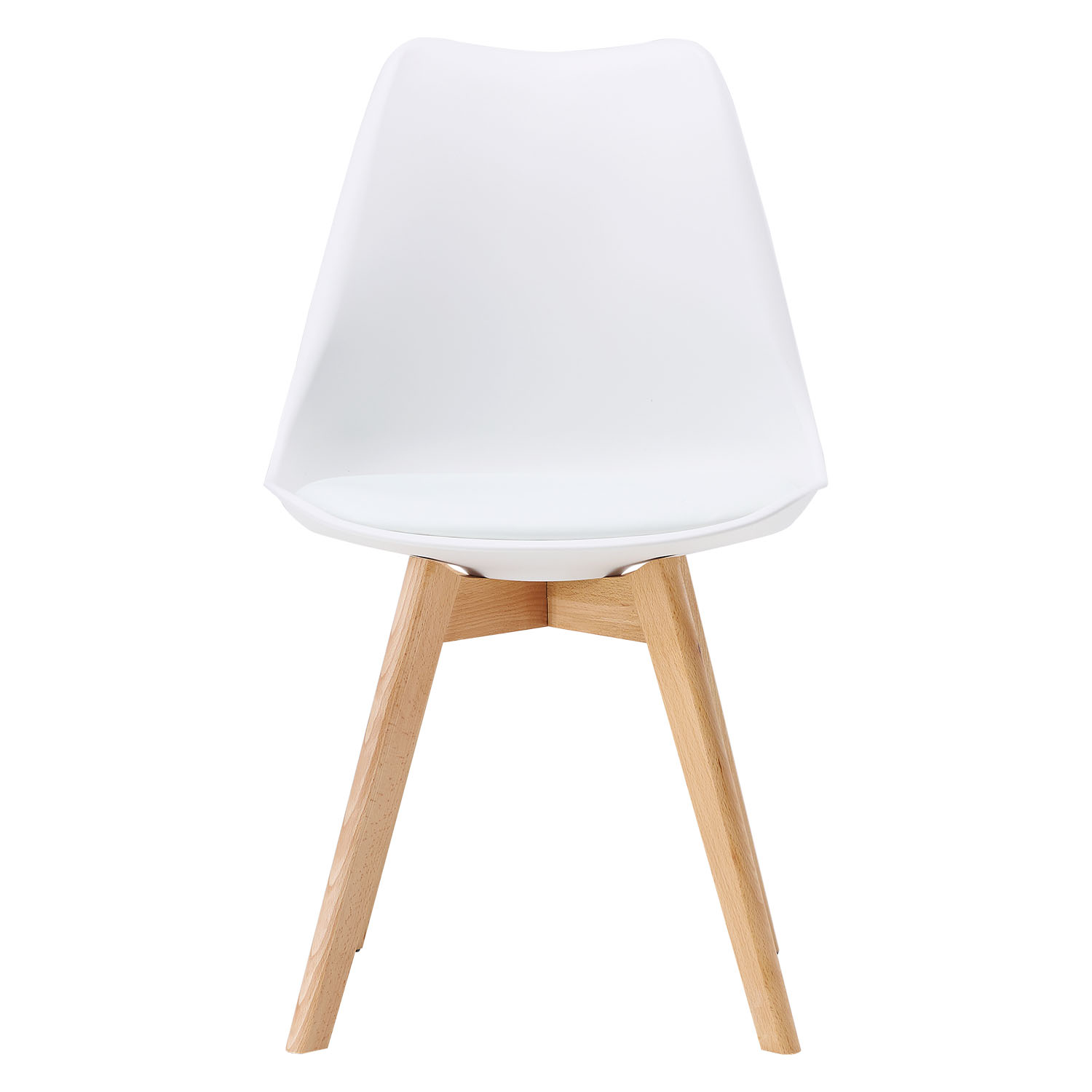 6 White Dining Chairs – Modern Plastic Design Chair with Wooden Legs | Set of 6 Contemporary Kitchen & Dining Chairs