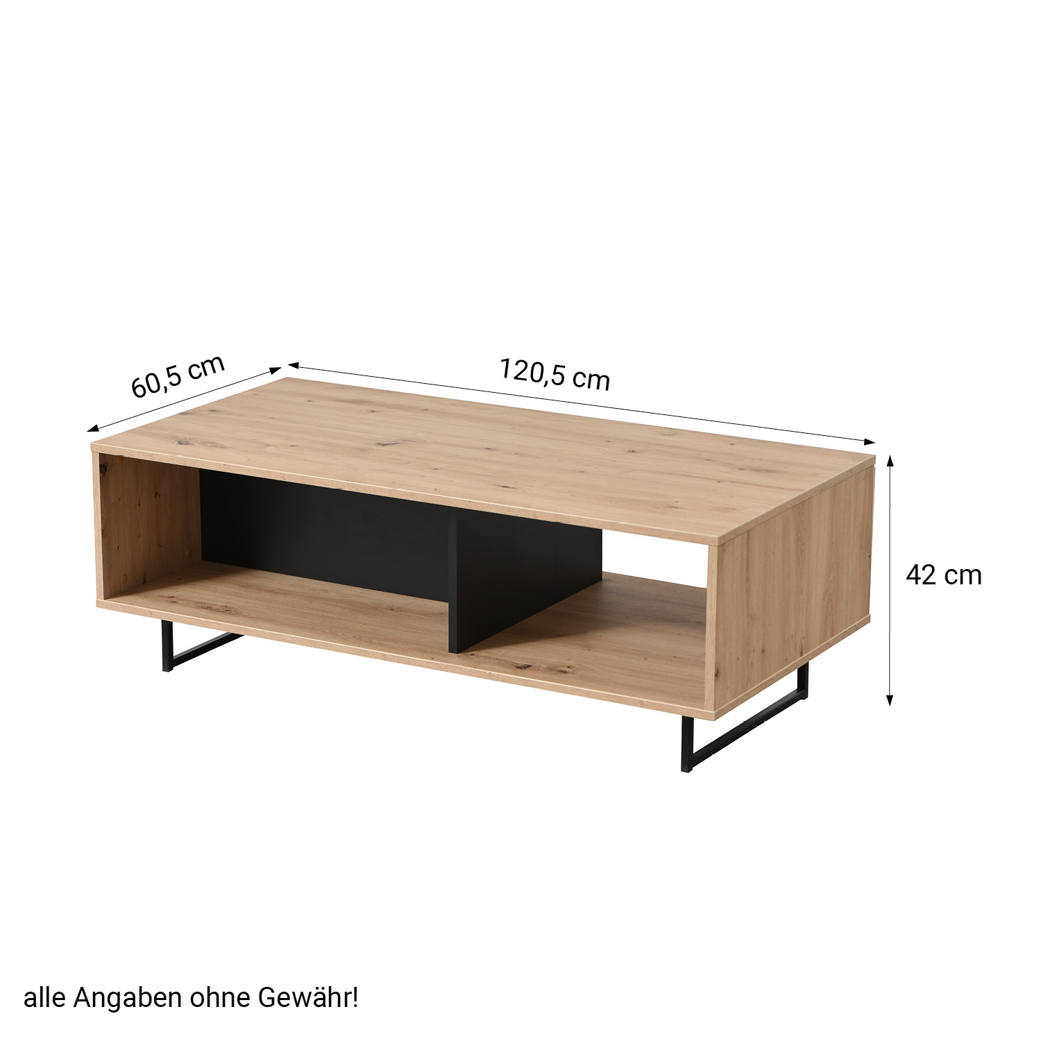 Coffee Table Living Room Table Wooden Table Oak Industrial Style Storage