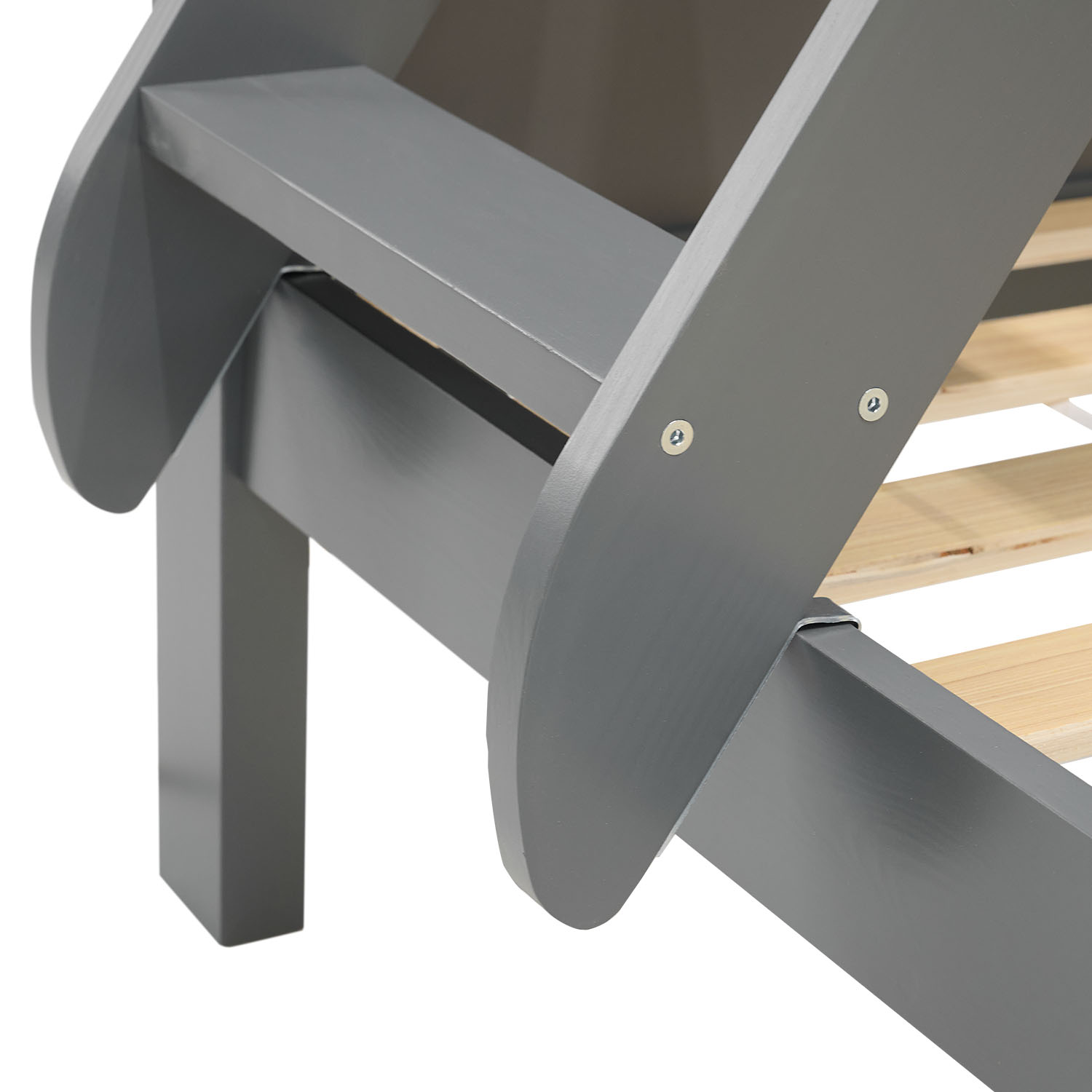 Bunk bed with two sleeping surfaces (90x200 cm and 140x200 cm) | Gray | with slatted base