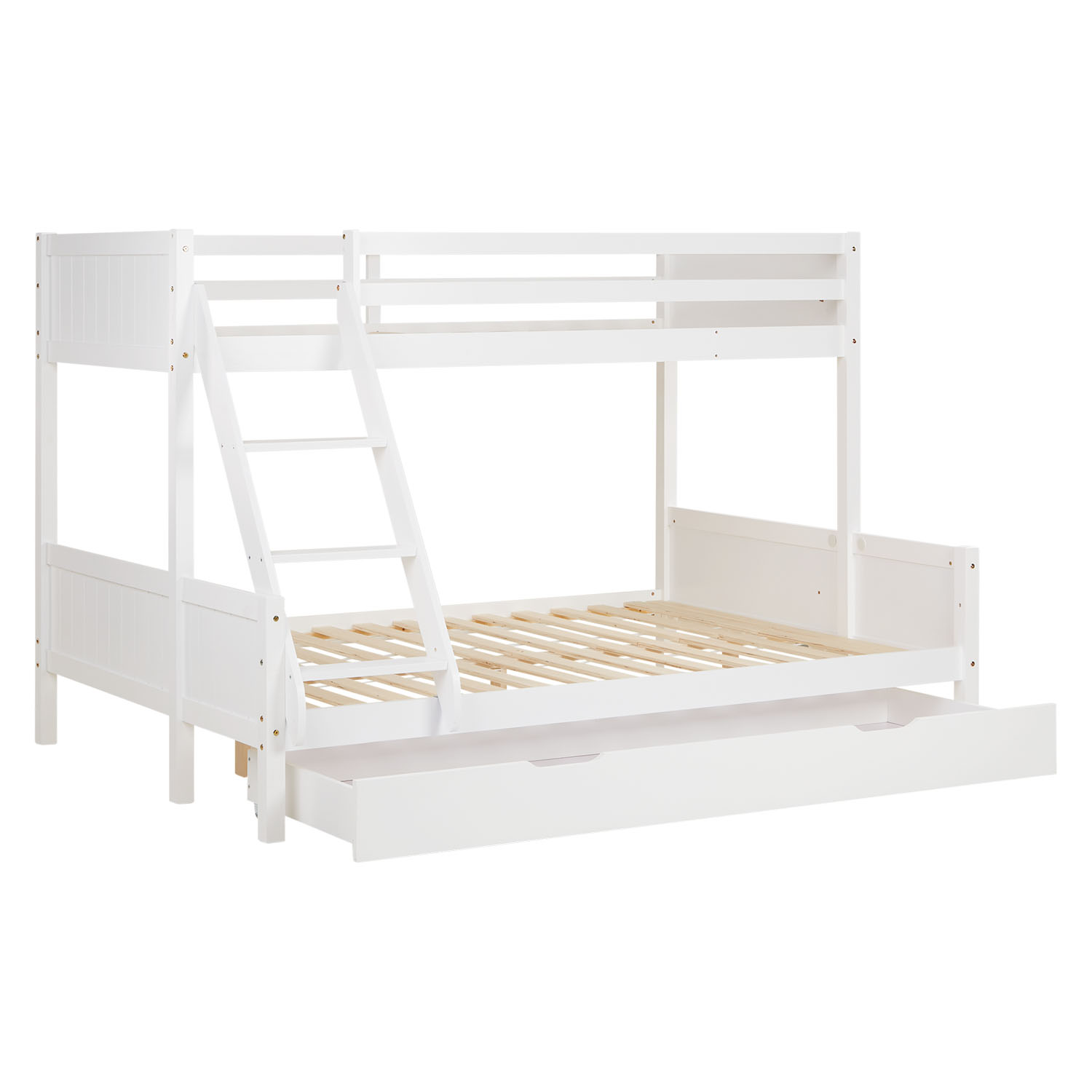 Bunk Bed with 2 Mattresses Kids Bed 90x200 and 140x200 cm White Wood Cabin Bed High Sleeper Bed Loft Bed Childrens Bed Twin Bed Drawer
