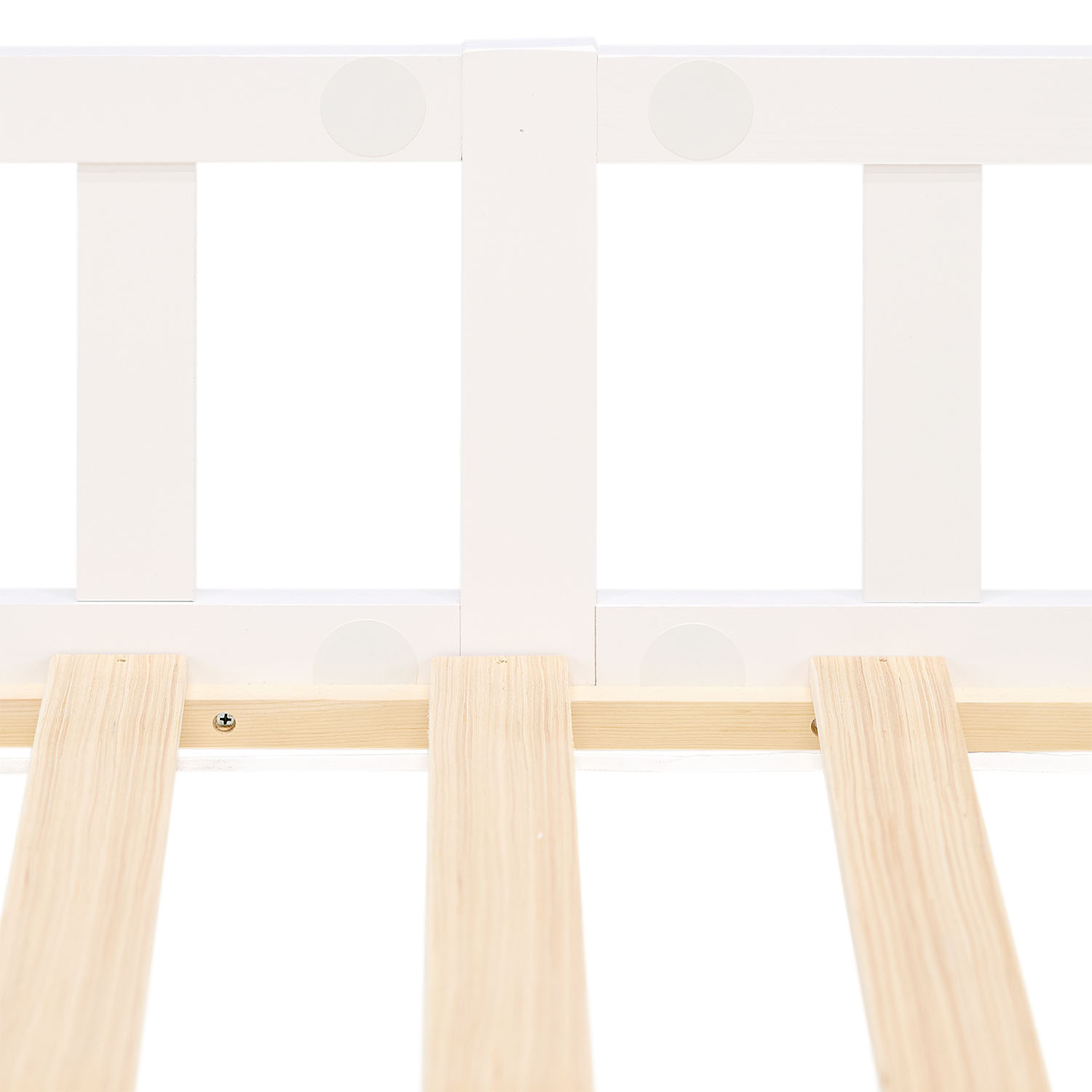 Montessori Crib 120x200 cm White with Safety Rail & Slatted Base – Solid Wood Crib
