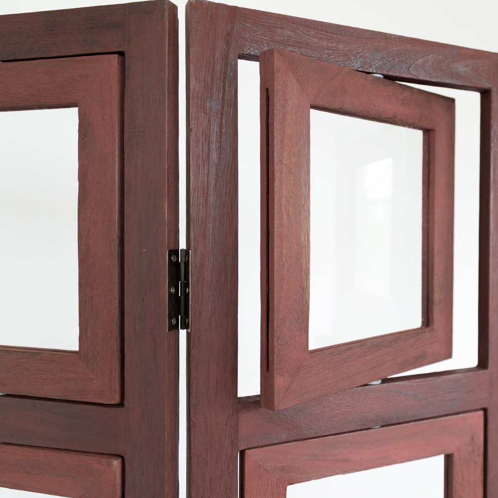 Paravent Pictures Photos Brown | 3-panel | Wood | Room Divider Partition Privacy Screen