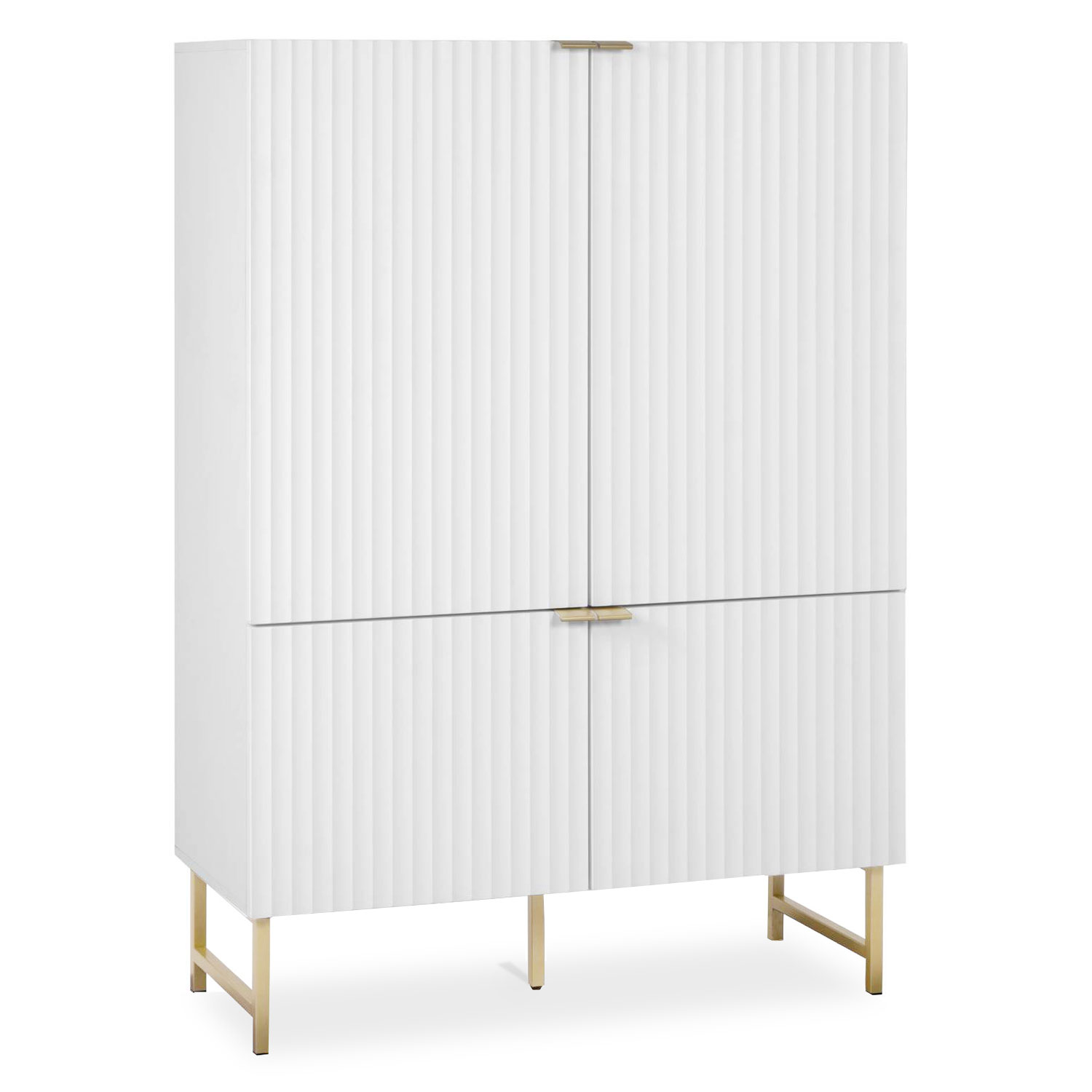 Highboard Sideboard White Wood Storage Cabinet Buffet Credenza Living Room Cupboard