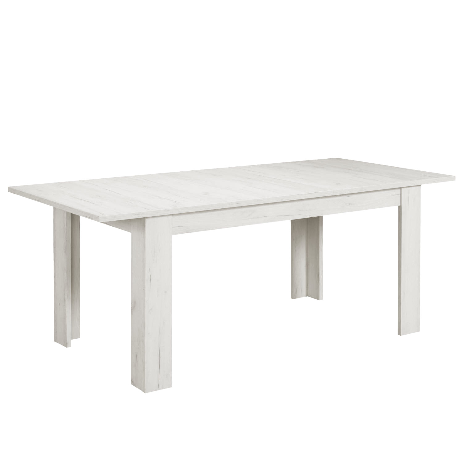 White Vintage Dining Set (160–200 cm) with 4 gray cord chairs, armrests, and a swivel metal base