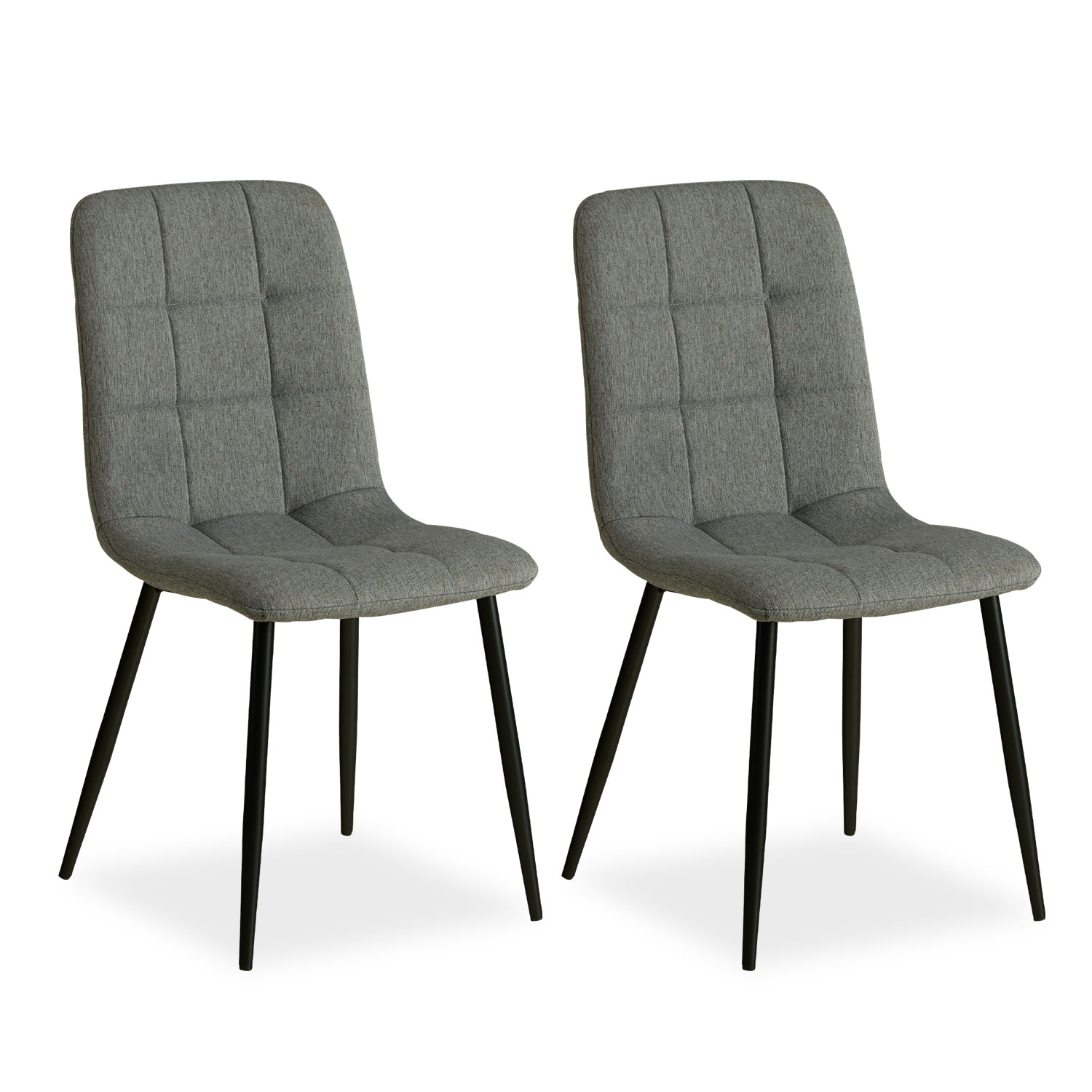 Set of 2 Gray Linen Upholstered Chairs (Armless) – Modern Dining Chairs