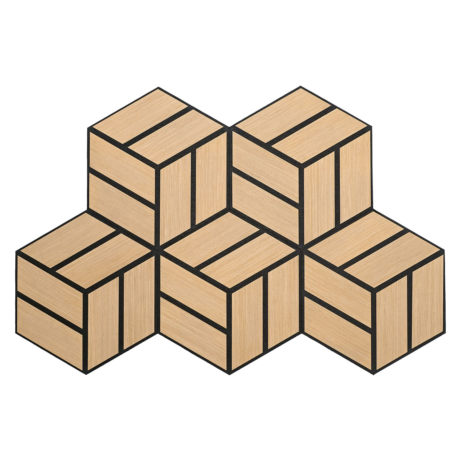 Acoustic Panels Wall Panels Hexagon Honeycomb 30 x 26 cm Natural Oak | Wood | 5-piece Set | 3D