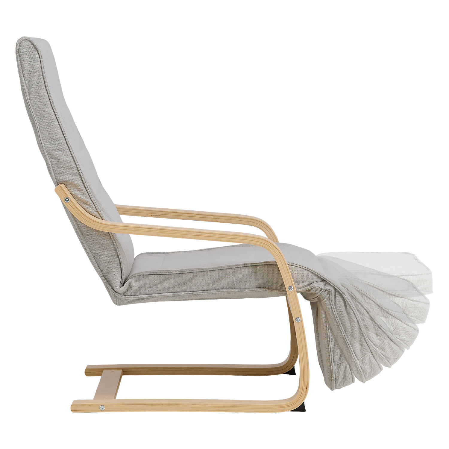 Relaxsessel Corduroy Grey | with Footrest | Natural Wood | Glider Rocking Chair Nursing Chair Recliner