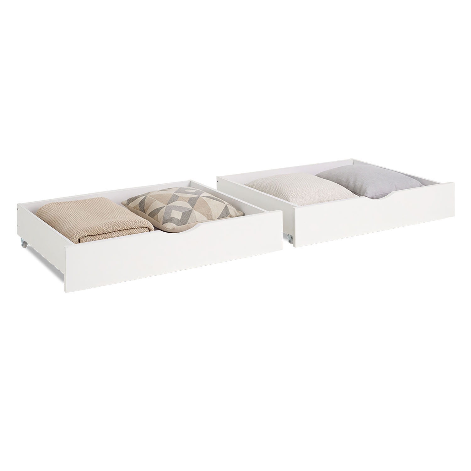 Under Bed Storage 2 Wooden Bed Drawers White Below Bed Storage Unit Organizer Pull-out Bed Box