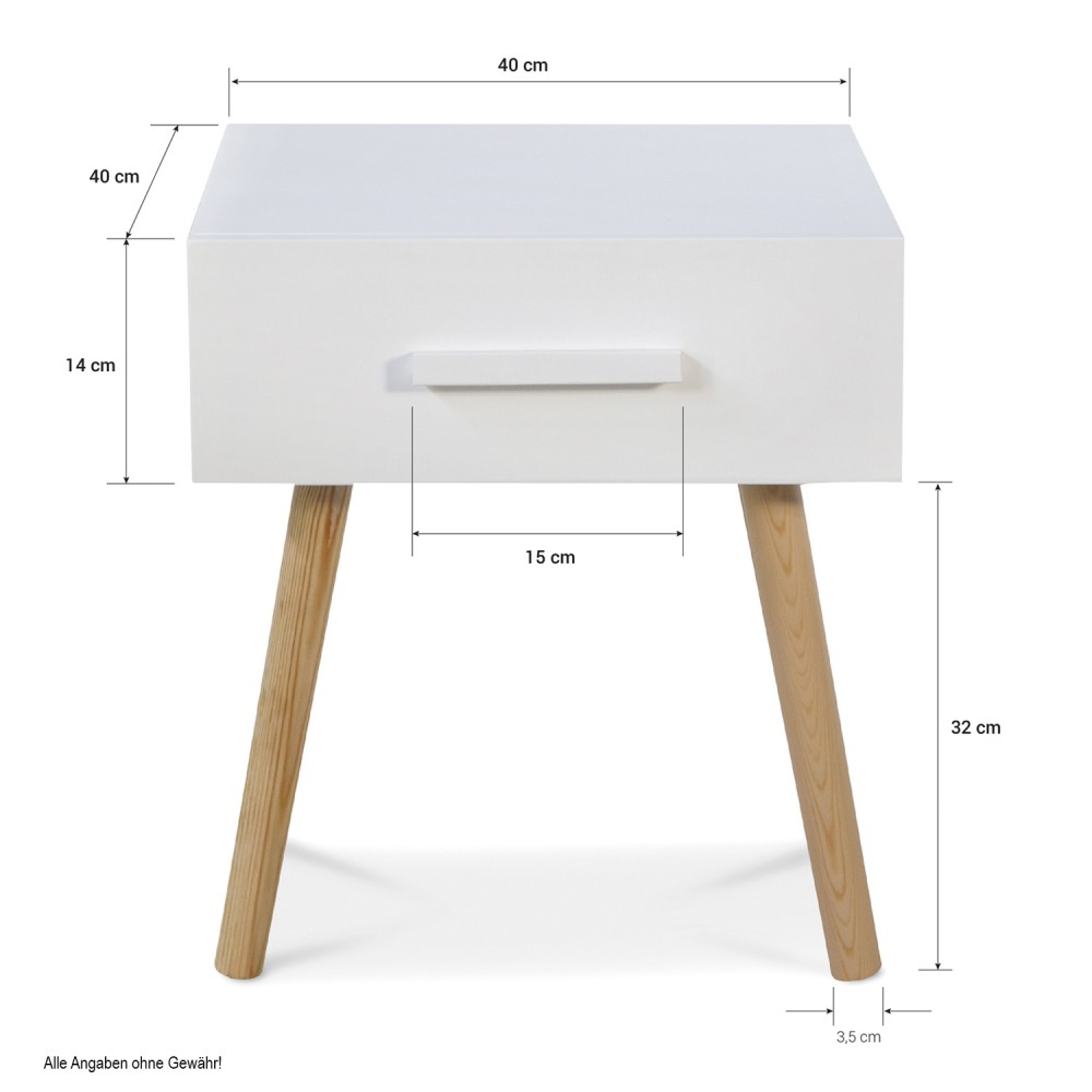 Bedside Table Nightstand White Bedroom Night Table Cupboard Pine Wood Drawer