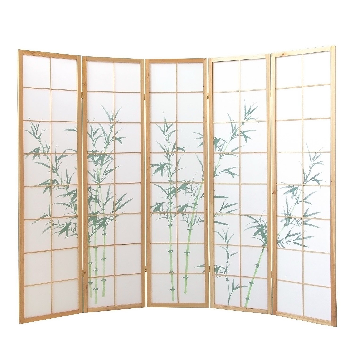 5-panel "Nature" folding screen with bamboo motif – Japanese room divider & privacy screen