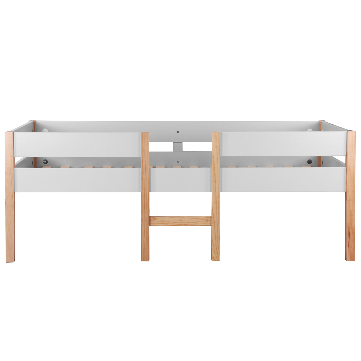 Children´s Bed Bunk Bed Kids Bed Mid Sleeper 90x200 White Wood Drawer