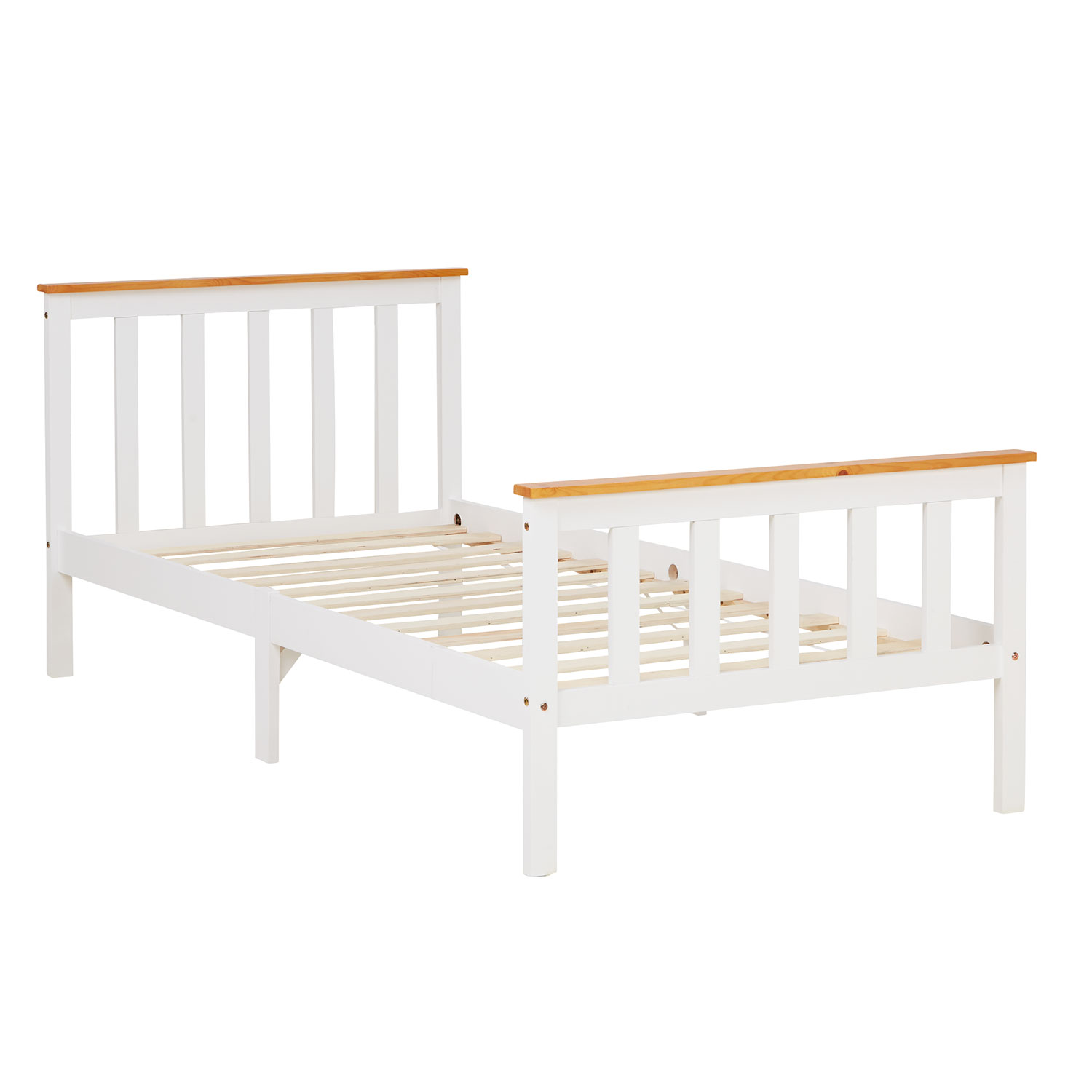 Lit en bois simple Lit enfant 90x200 Jeunesse de lit massif blanc pin cadre