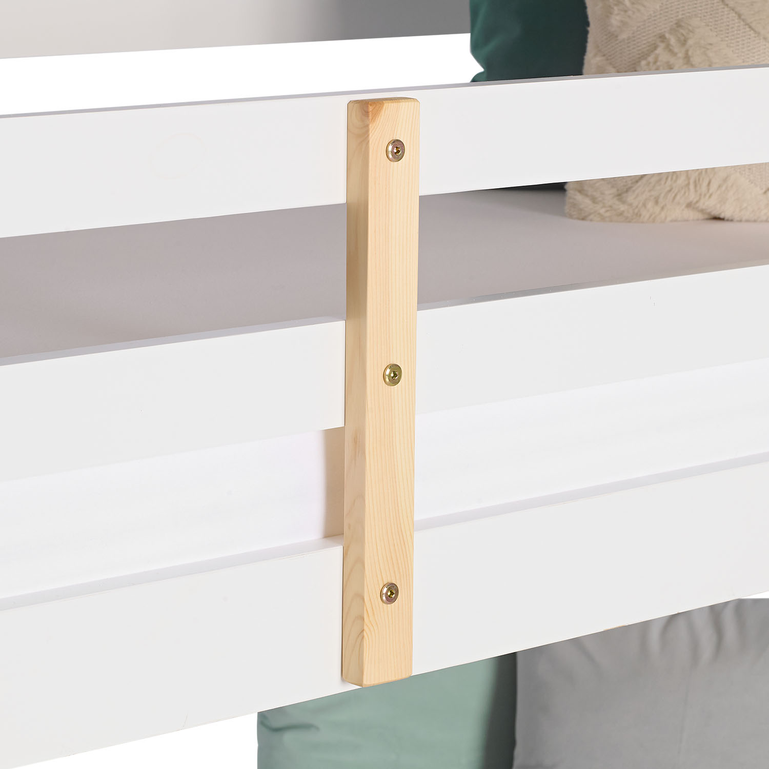 3-tier bunk bed, white/natural, 90x200 cm, with slatted base