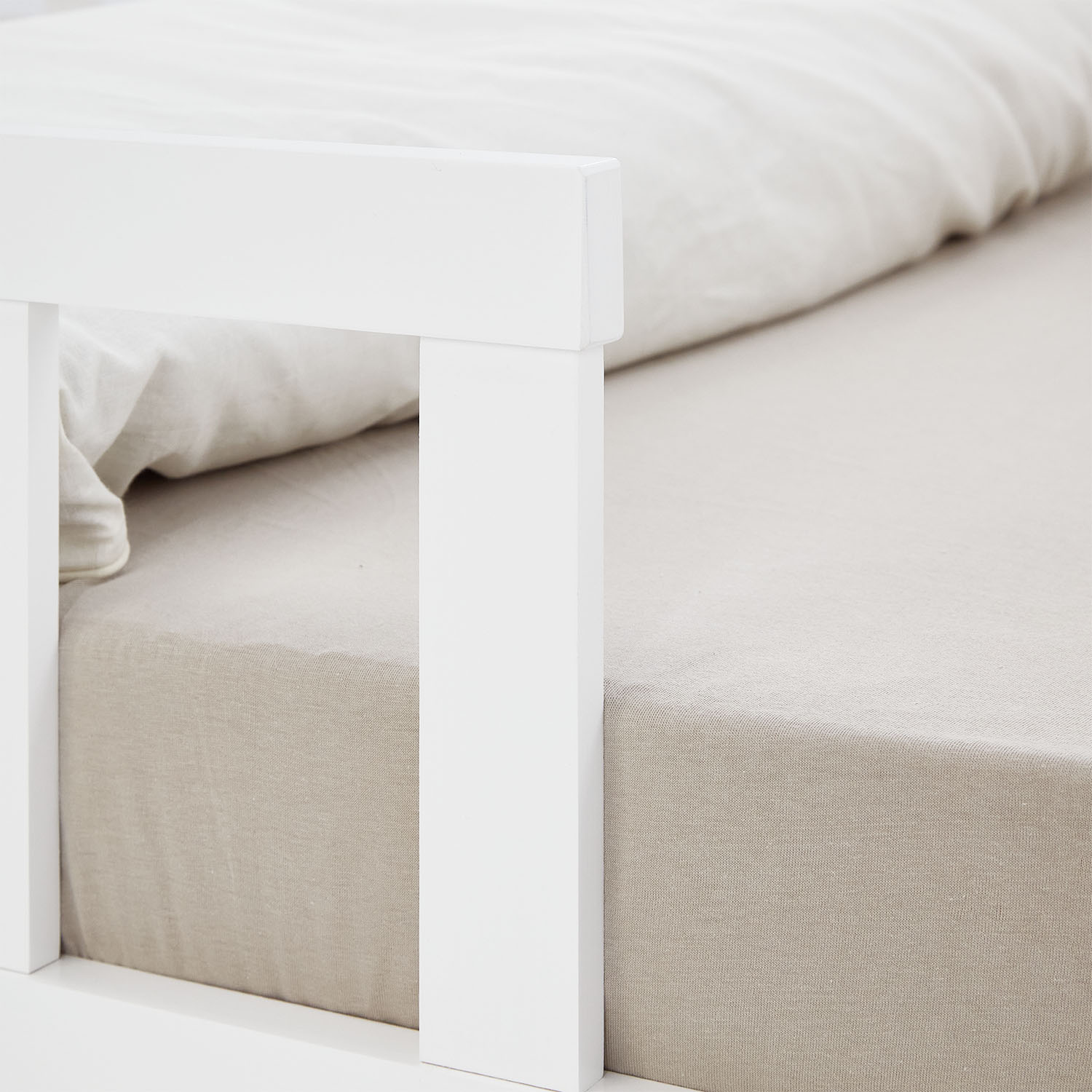 Toddler Floorbed 90x200 or 120x200 cm Montessori Bed with Barriers White Natural Wooden Infant Floor Bed Children's Bed Massif Kids Bed Single Bed Mattress
