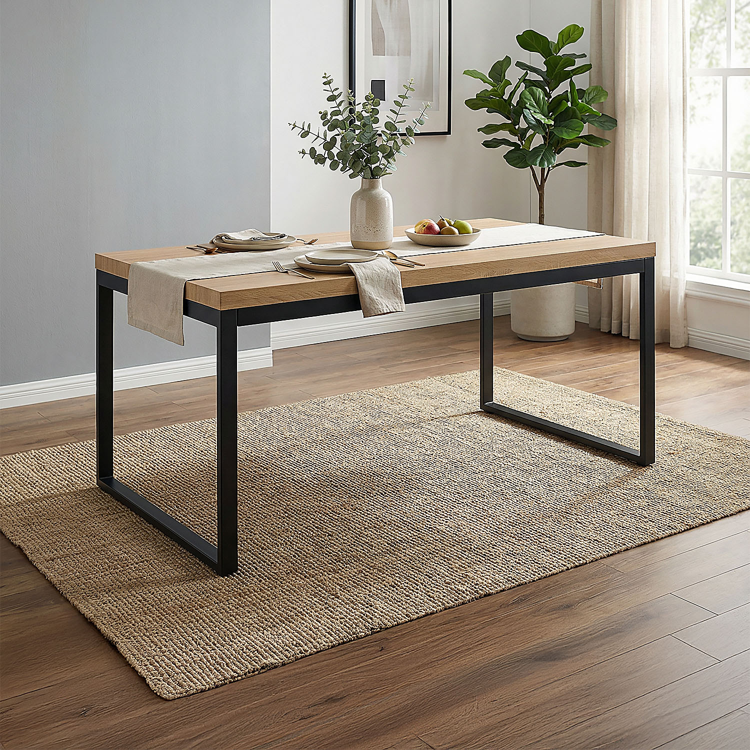 Esstisch 160x90 cm Eiche Schwarz – moderner Holztisch für Esszimmer & Küche