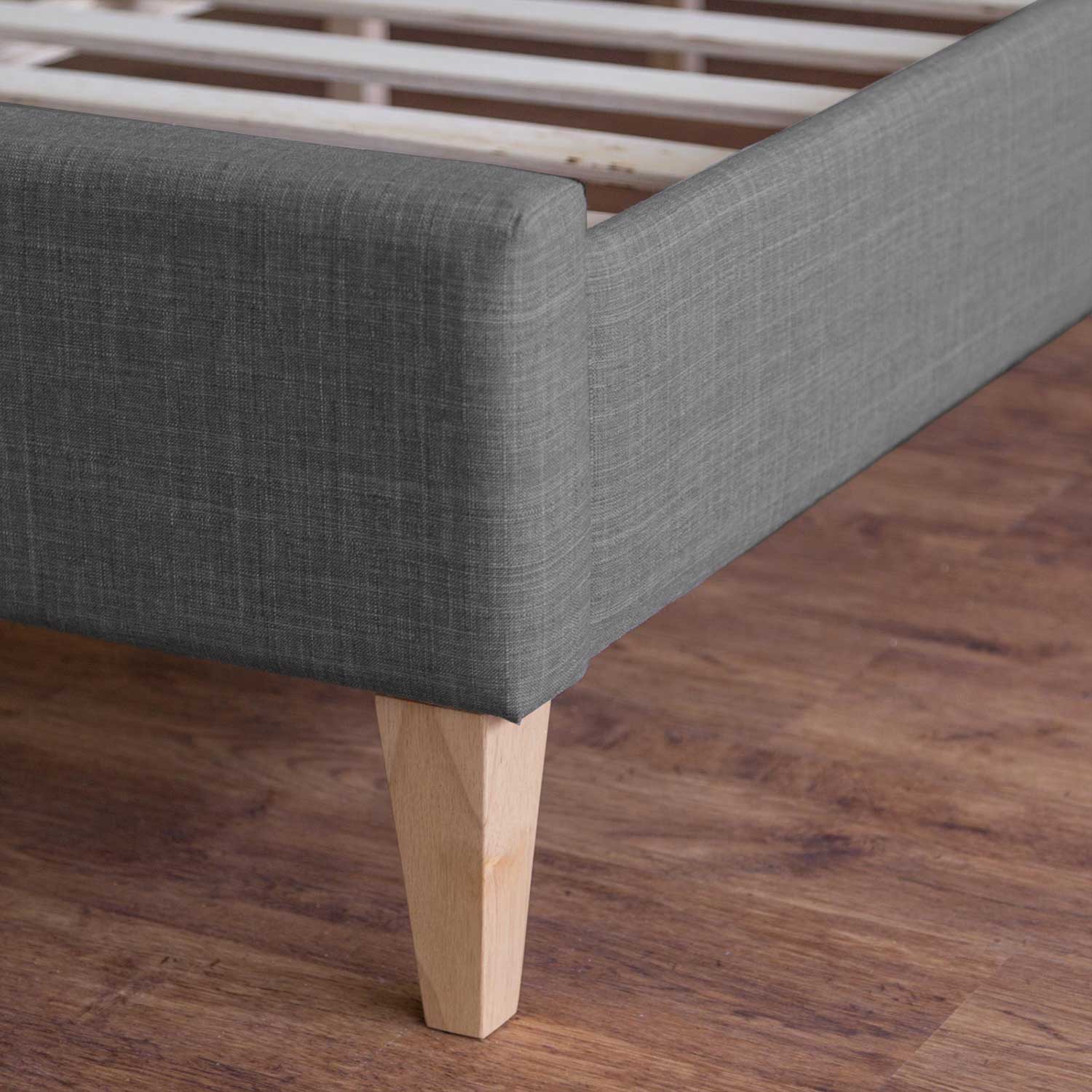 Upholstered bed 180x200 cm grey | with slatted frame | double fabric bed frame