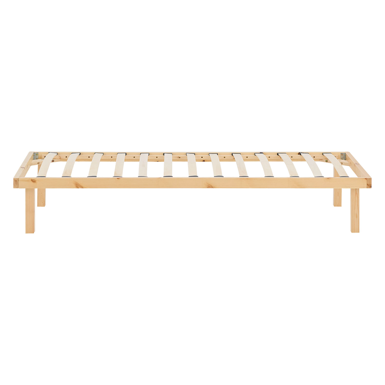 Bettgestell 90x200 cm Holzbett Unbehandelt Einzelbett Massivholz Bett ohne Kopfteil Gästebett Jugendbett Matratze Lattenrost