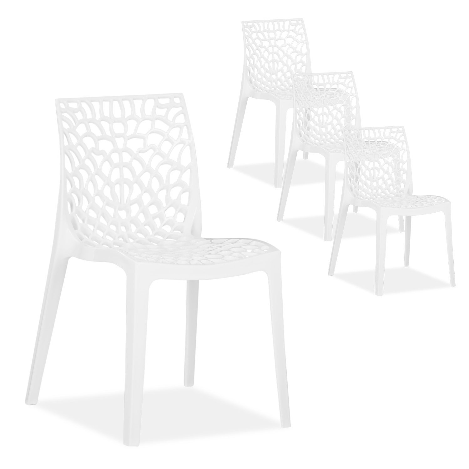 Design Gartenstuhl 2er 4er 6er Set Weiß Stühle Kunststoff Stapelstühle Balkonstuhl Outdoor-Stuhl Terrassenstühle