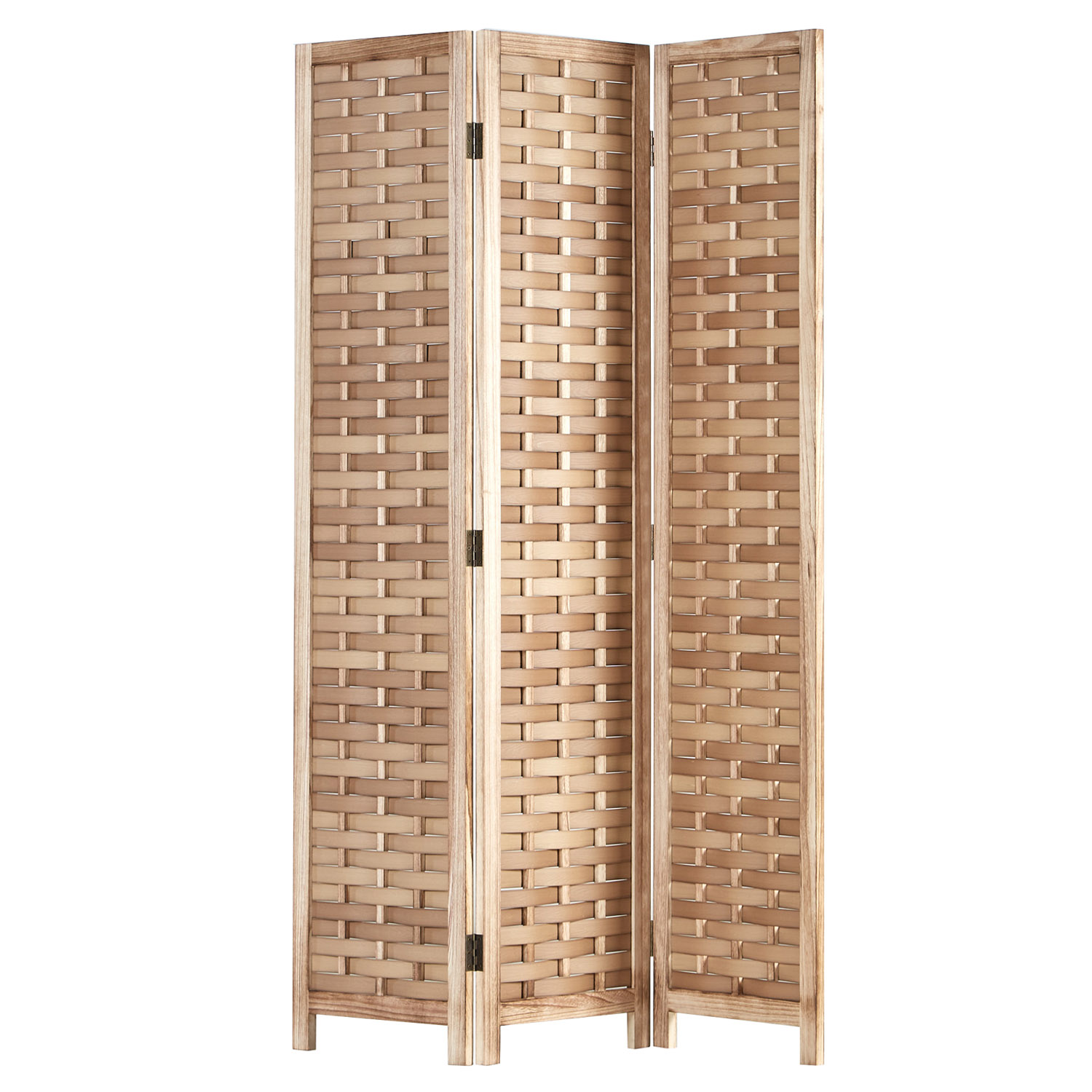 Paravent Natural Rattan-Style | 3-panel | Wood | Room Divider Partition Privacy Screen