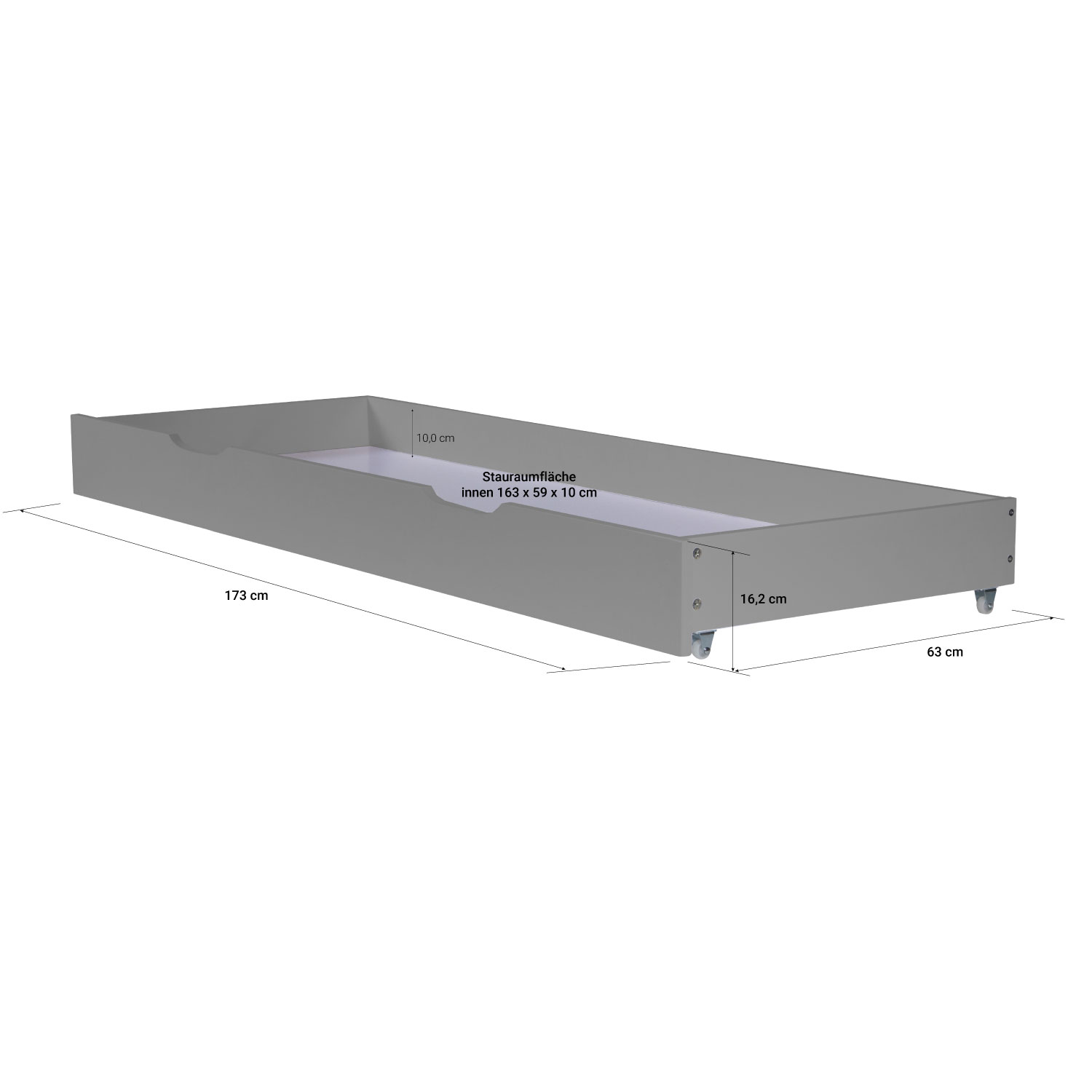 Wooden Bed Drawer Pull-Out Bed Box Storage with Castors Grey