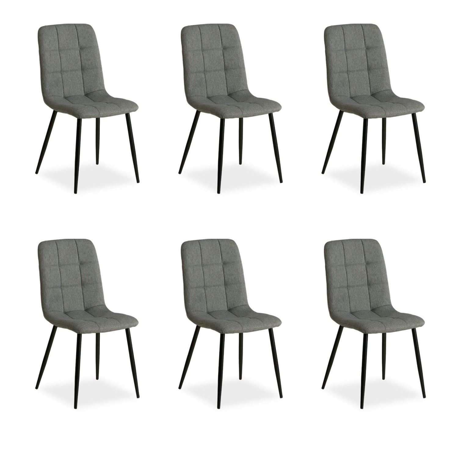 Set of 6 Gray Linen Upholstered Chairs (Armless) – Modern Dining Chairs