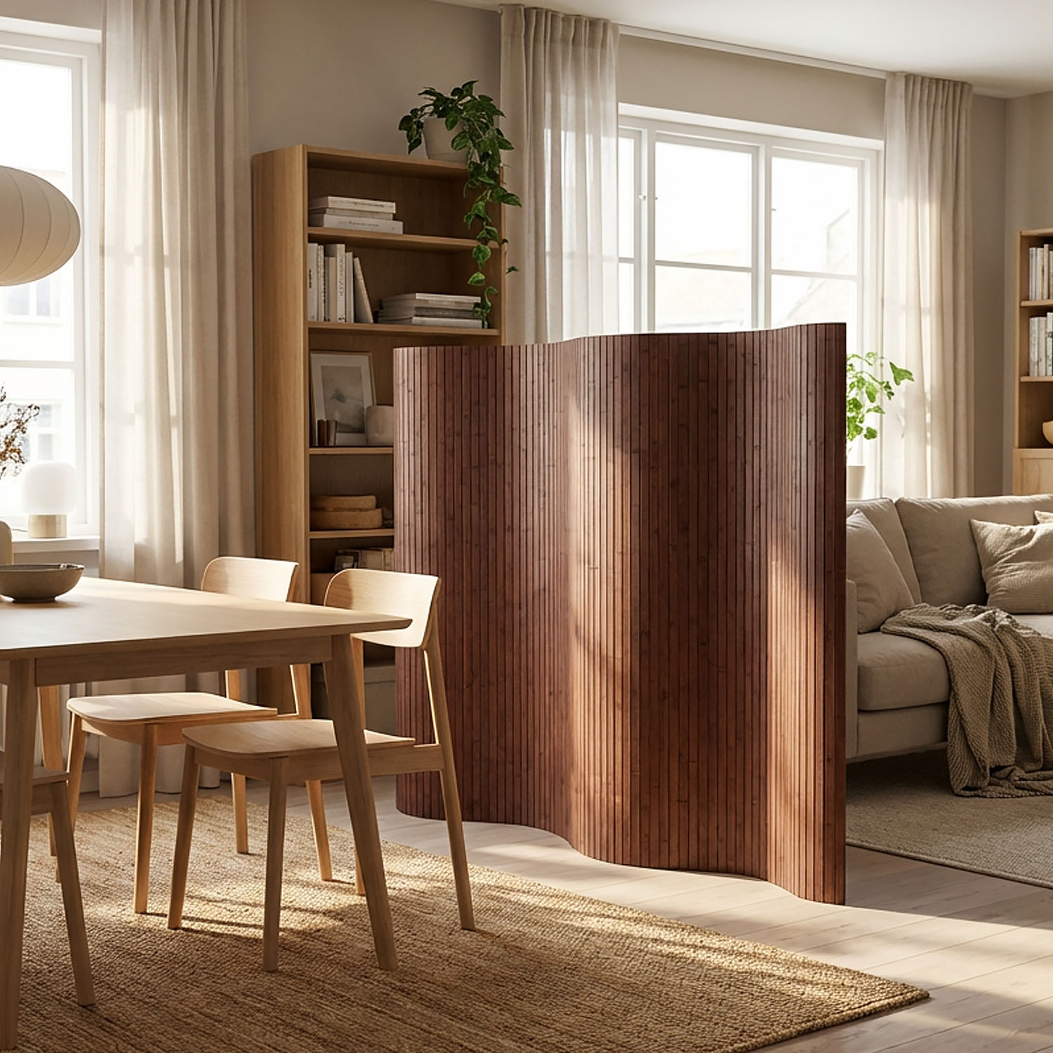 Paravent Bamboo Height 145 cm Dark Brown | Room Divider | Partition Privacy Screen