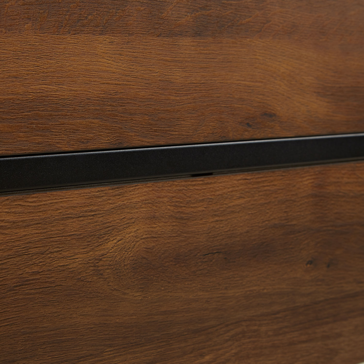 Metal Bed 140x200 cm Black-Brown with Slatted Base – Modern Double Bed with a Wood-Look Finish