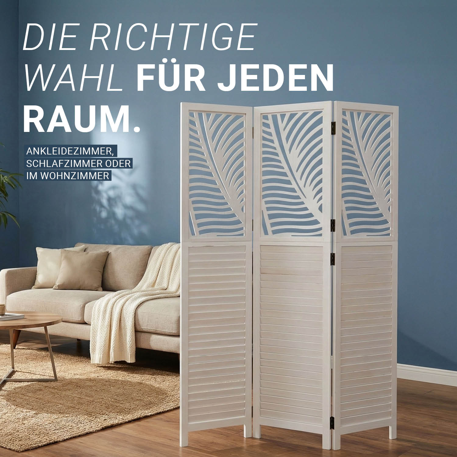 Paravent White Rattan-Style Decorations | 3-panel | Wood | Room Divider Partition Privacy Screen