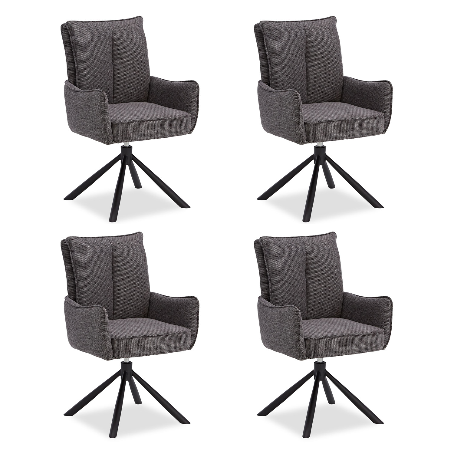 Dining Chair Set of 4 Modern Egg Chairs Anthracite Fabric Armchairs Dining Room Chairs Upholstered Chairs Eames Chairs
