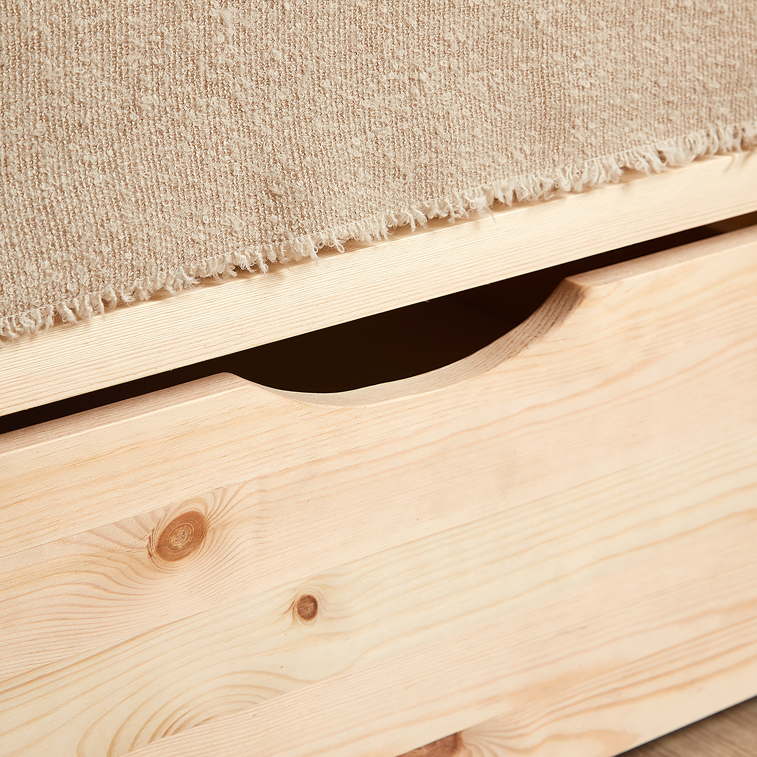 Pallet Bed 90x200 cm Natural | Single Bed with Storage Drawers | with Slatted Frame | Wood | Kids Youth Guest Bedroom