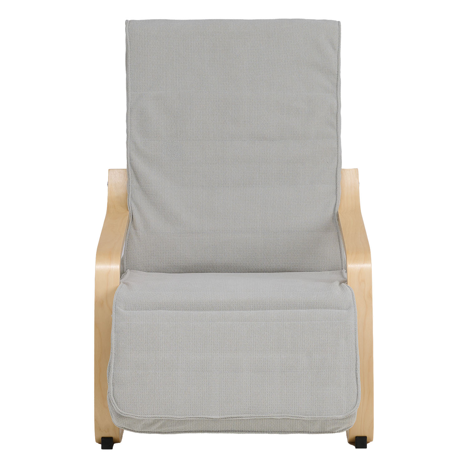 Relaxsessel Corduroy Grey | with Footrest | Natural Wood | Glider Rocking Chair Nursing Chair Recliner