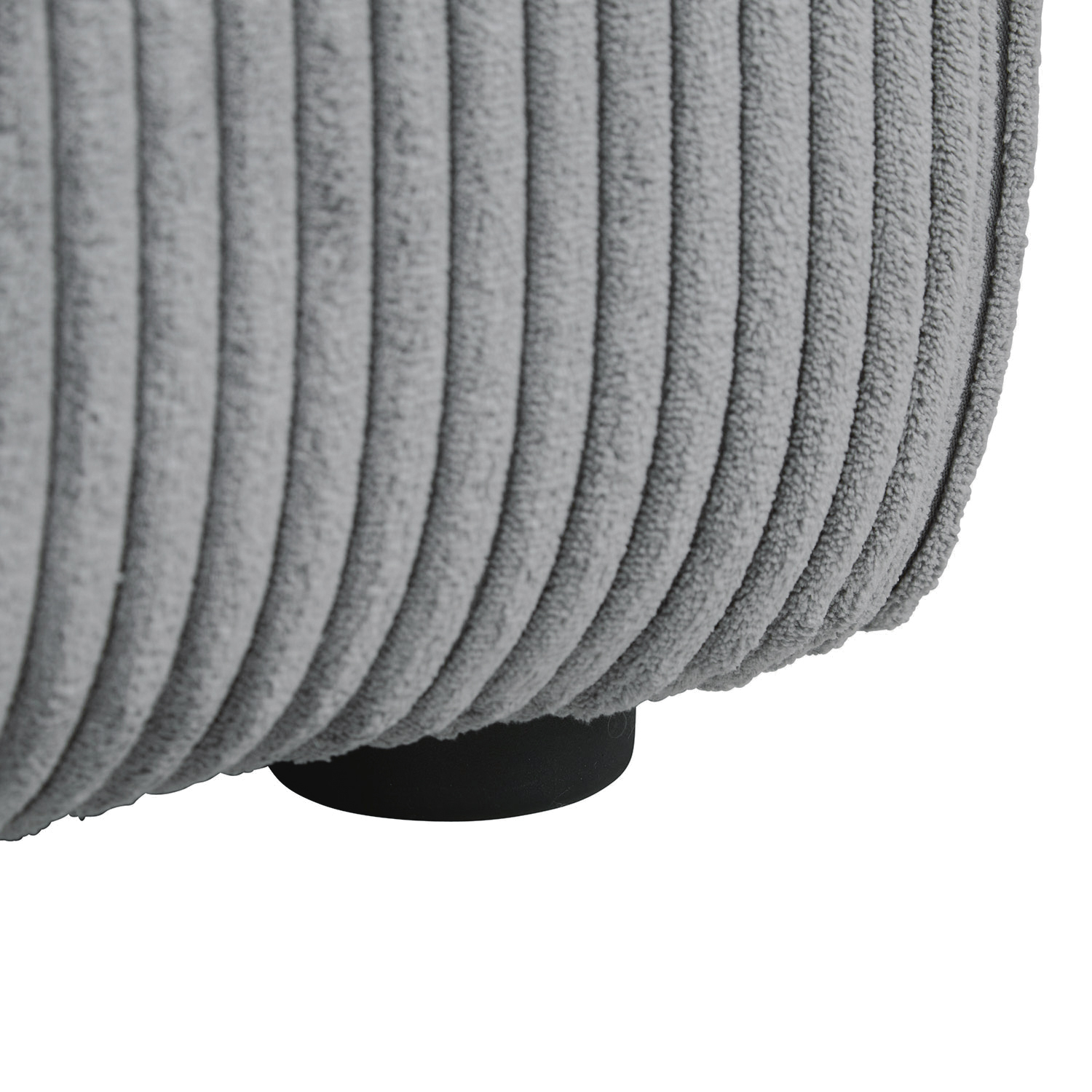 Footstool Pouffe Grey Cord Stool Small Footrest Upholstered Seater Cube Seat