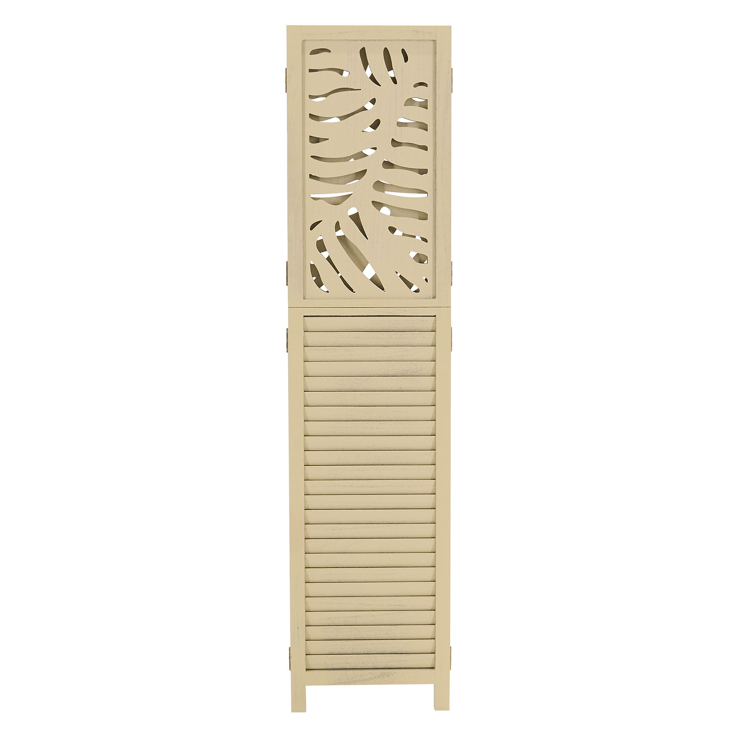 3-Panel "Natur" Folding Screen – Wooden Room Divider with Rattan Look & Pattern