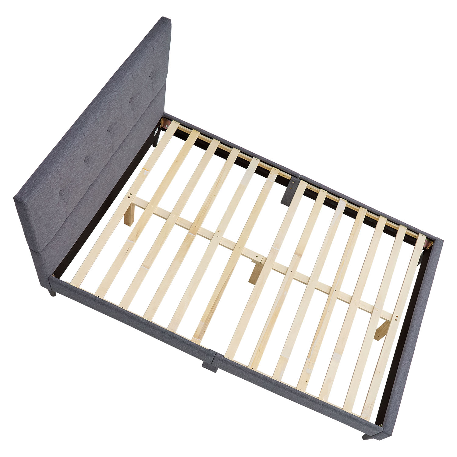 Upholstered bed 140x200 cm grey | with slatted frame | double fabric bed frame