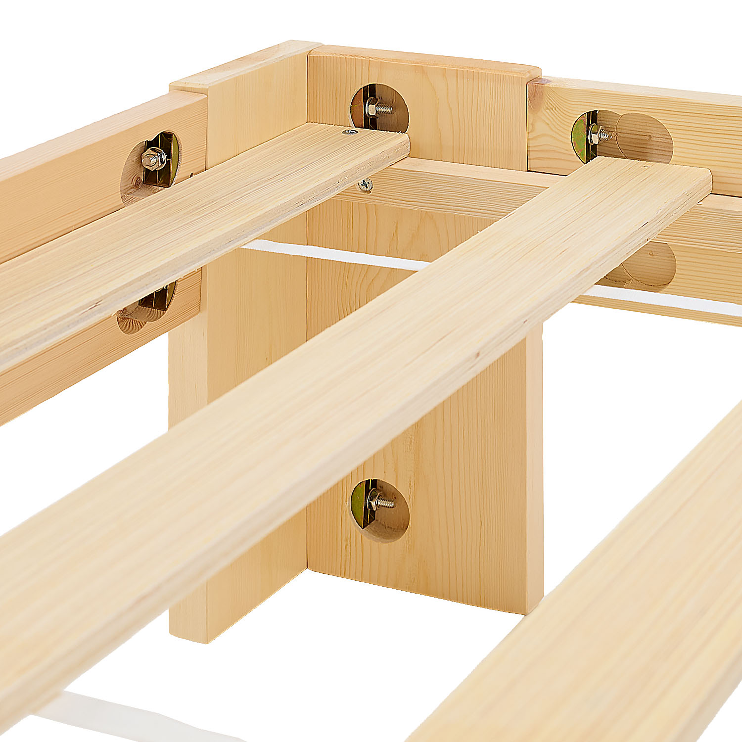 Wood Bed 180x200 cm Natural | Double Bed | with Spring Mattress | Solid | Youth Guest Bedroom