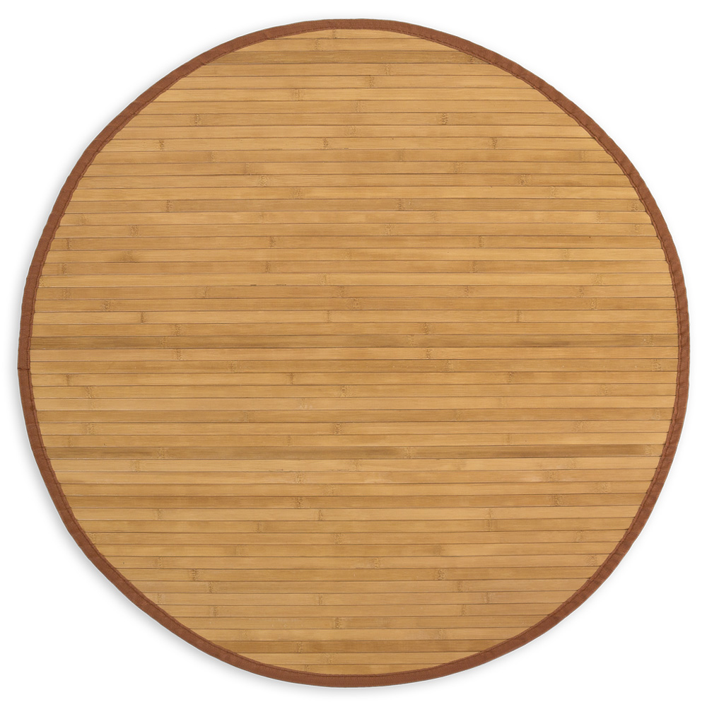 Bamboo carpet Rug 120 cm round in brown