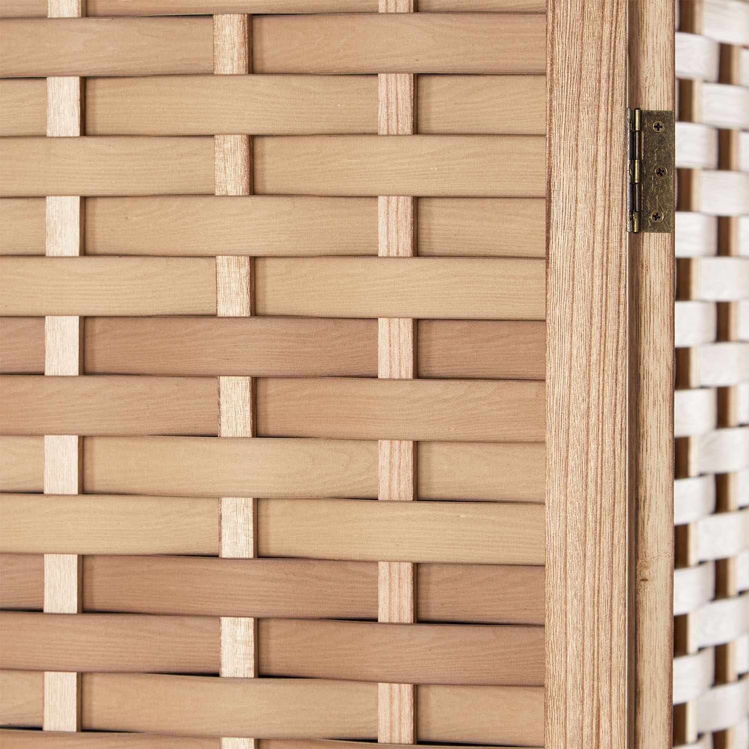 Paravent Light Brown Rattan-Style | 3-panel | Wood | Room Divider Partition Privacy Screen