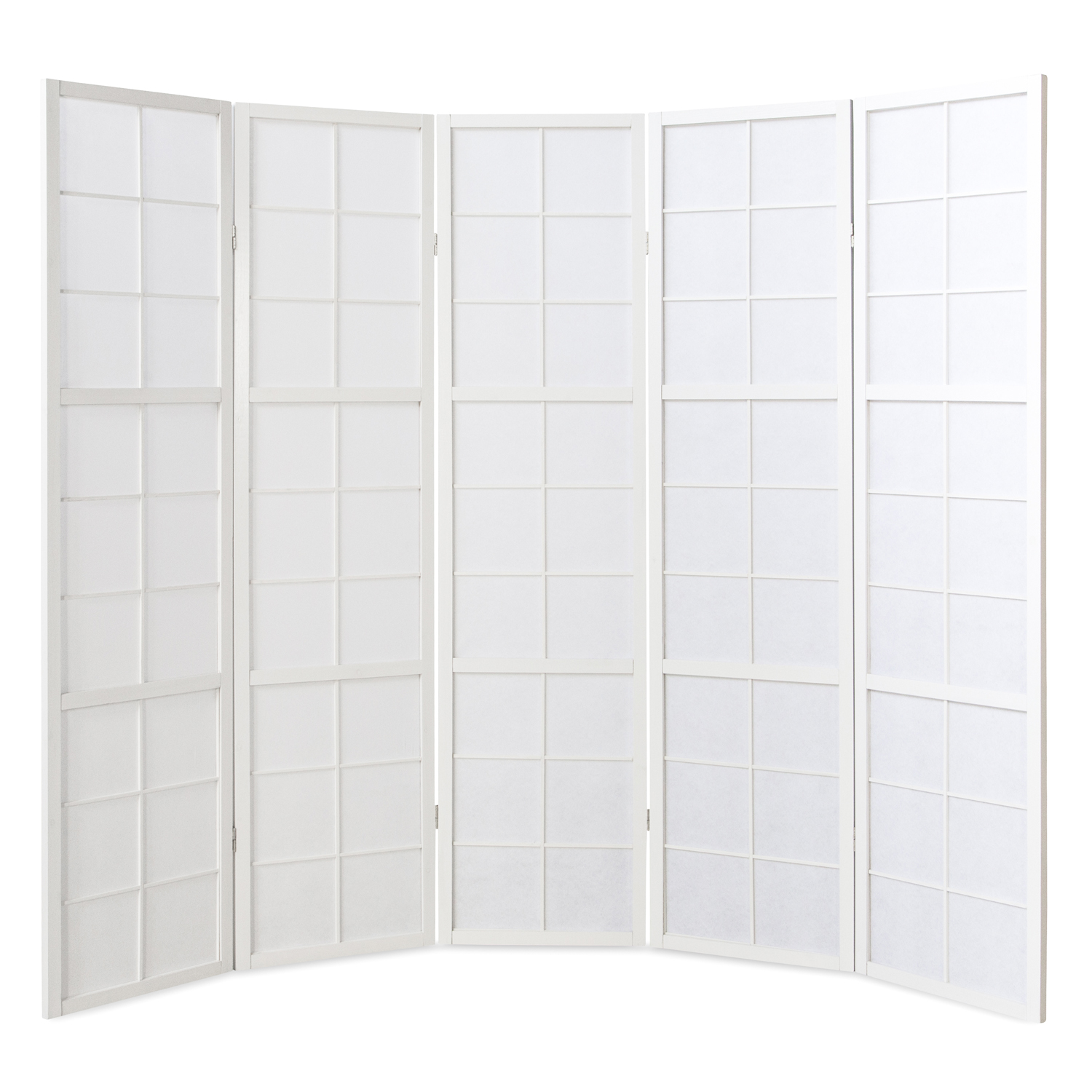White Shoji Rice Paper Screen | 5-panel | Wood | Room Divider, Partition, Privacy Screen