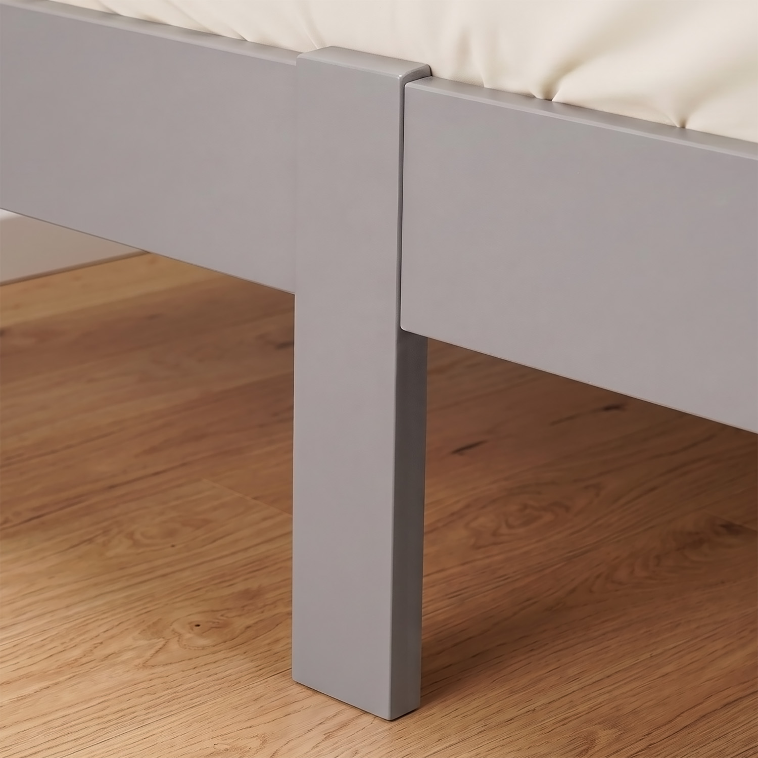 Wood Bed 160x200 cm Grey | Double Bed | with 2 Mattress | Solid | Kids Youth Guest Bedroom