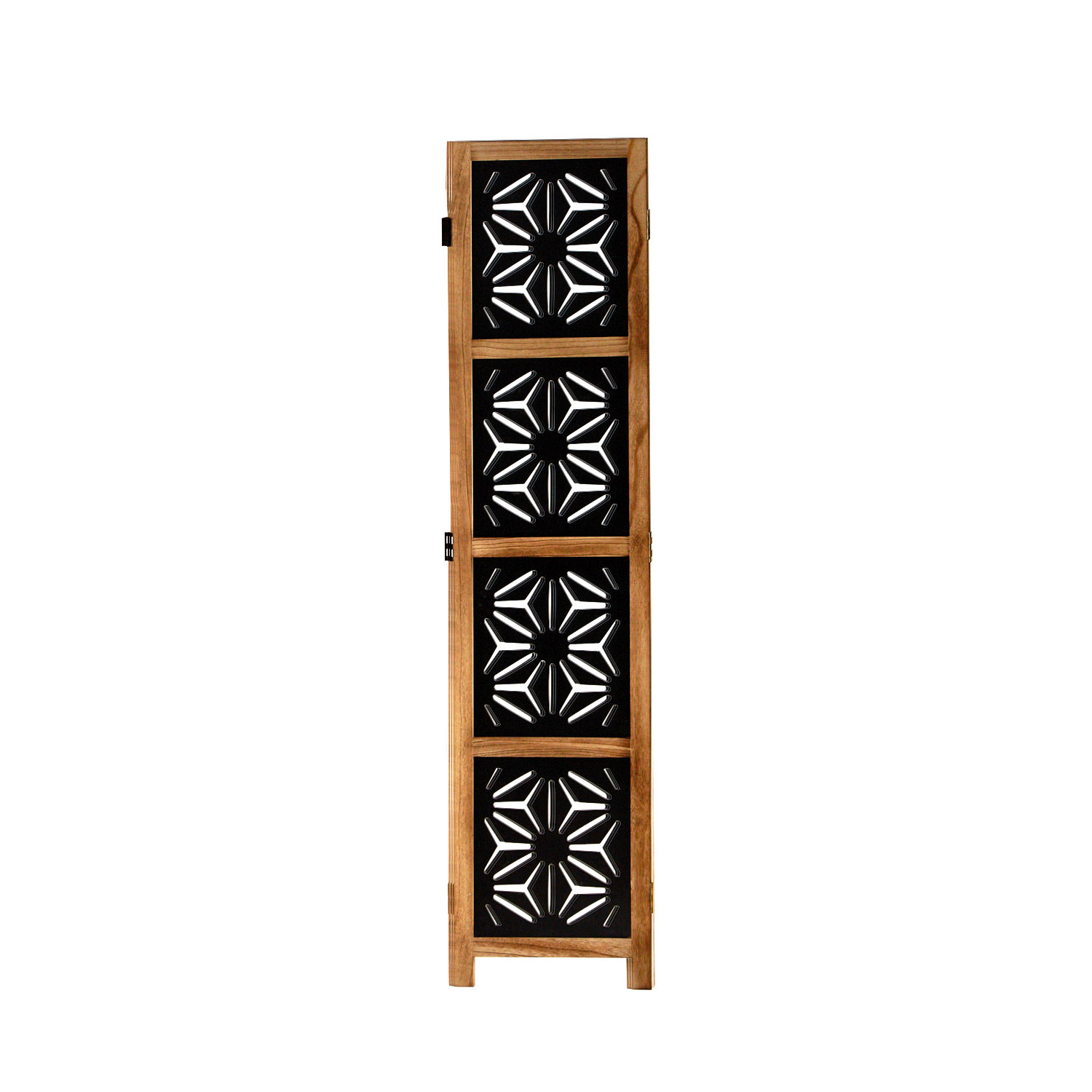 Paravent Natural Black Decorations | 3-panel | Wood | Room Divider Partition Privacy Screen