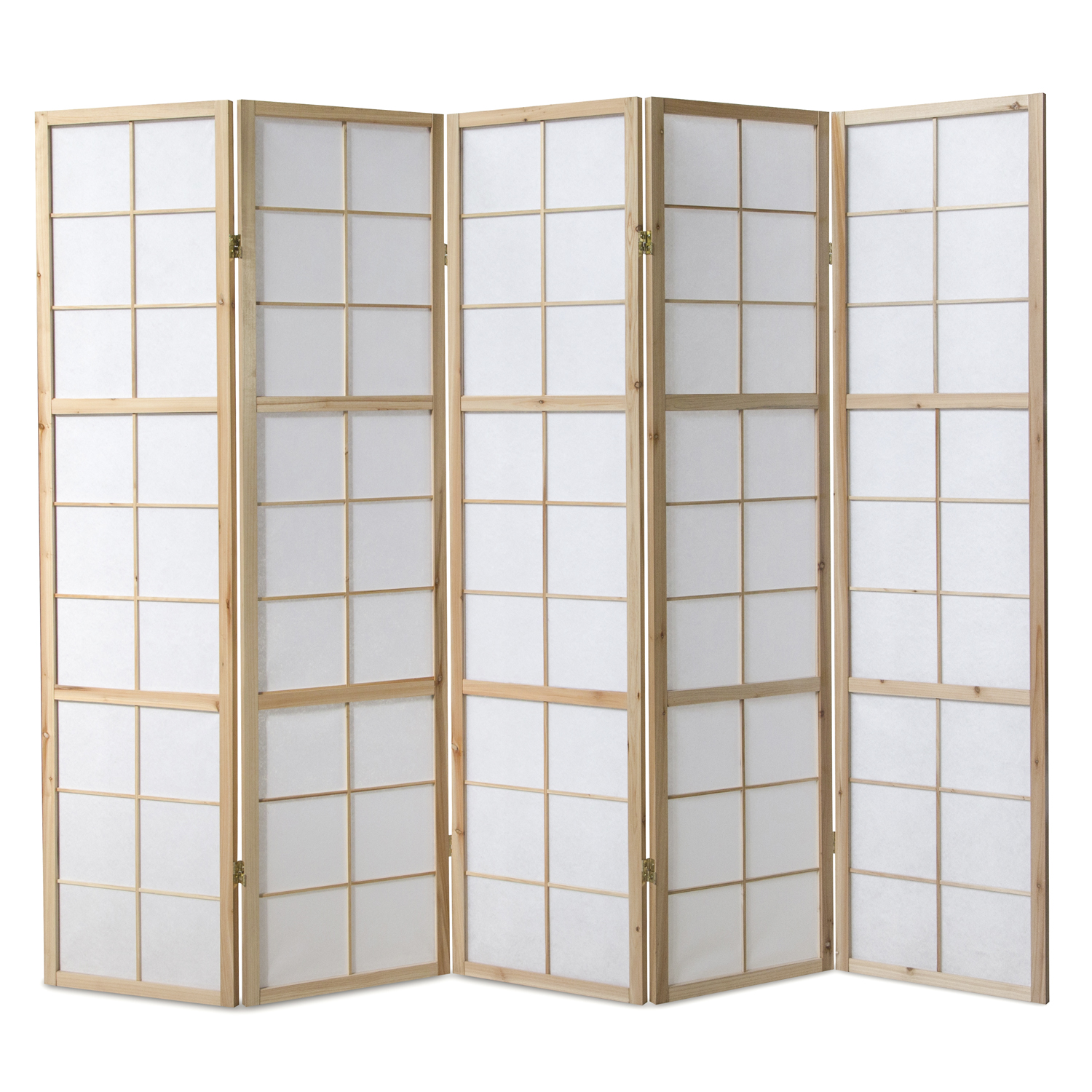 Paravent Natural Shoji Rice Paper White | 5-panel | Wood | Room Divider Partition Privacy Screen