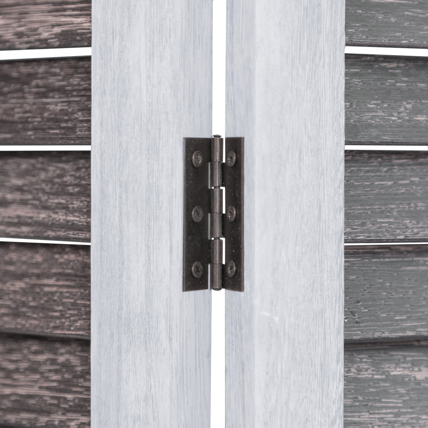 Paravent Shabby White Brown Wooden Slats | 3-panel | Wood | Room Divider Partition Privacy Screen