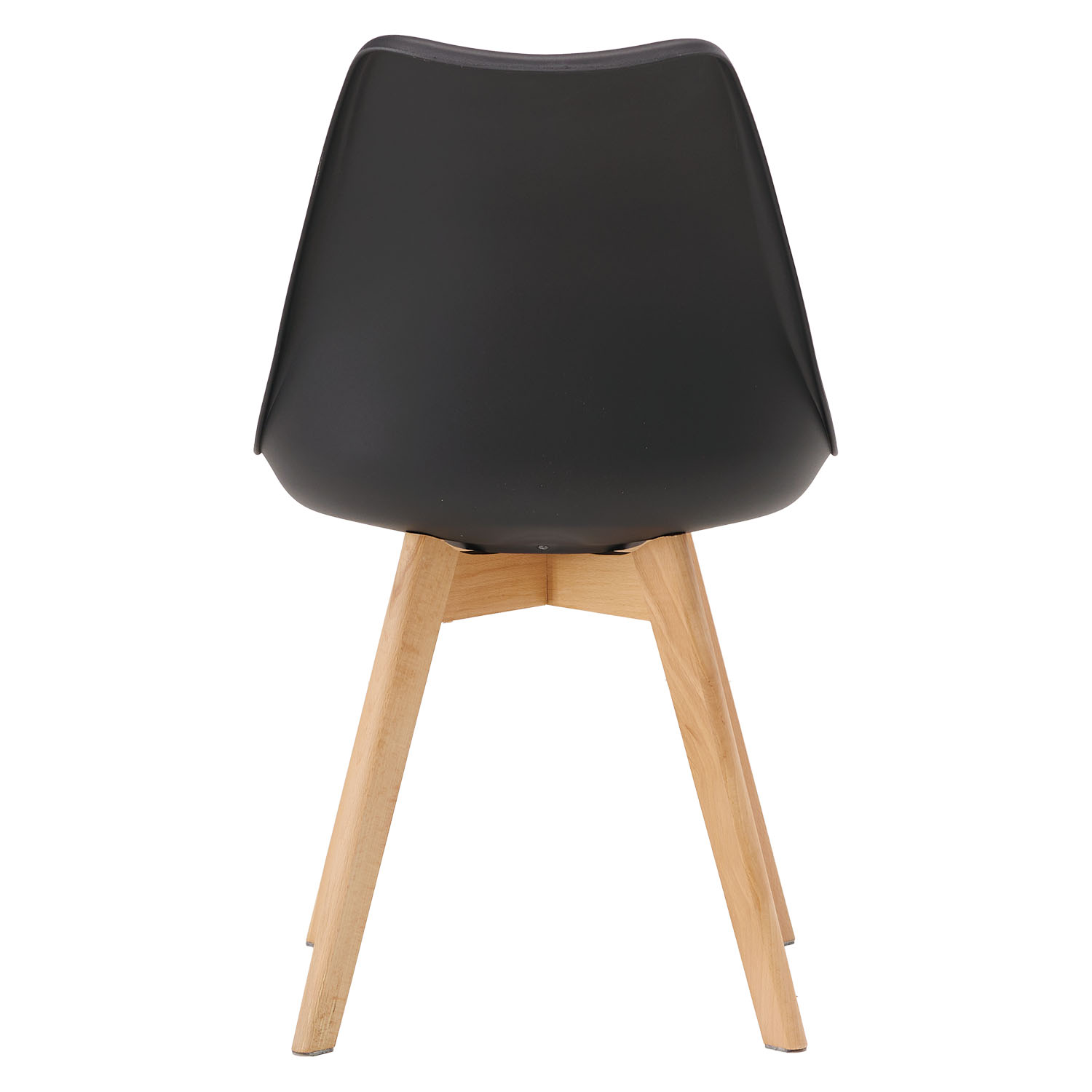 2 Black Dining Chairs – Modern Plastic Design Chair with Wooden Legs | Set of 2 Contemporary Kitchen & Dining Chairs