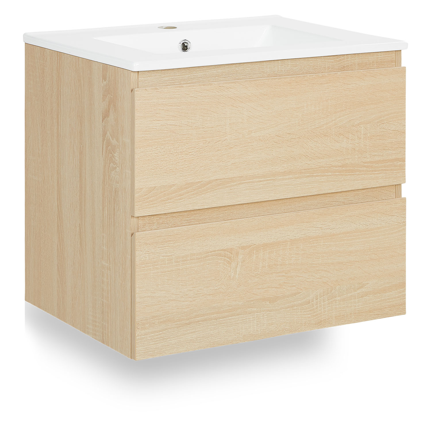Bathroom cabinet 60 cm Natural Wood Oak Storage Vanity unit Bathroom furniture Sink unit Washroom wall cabinet 