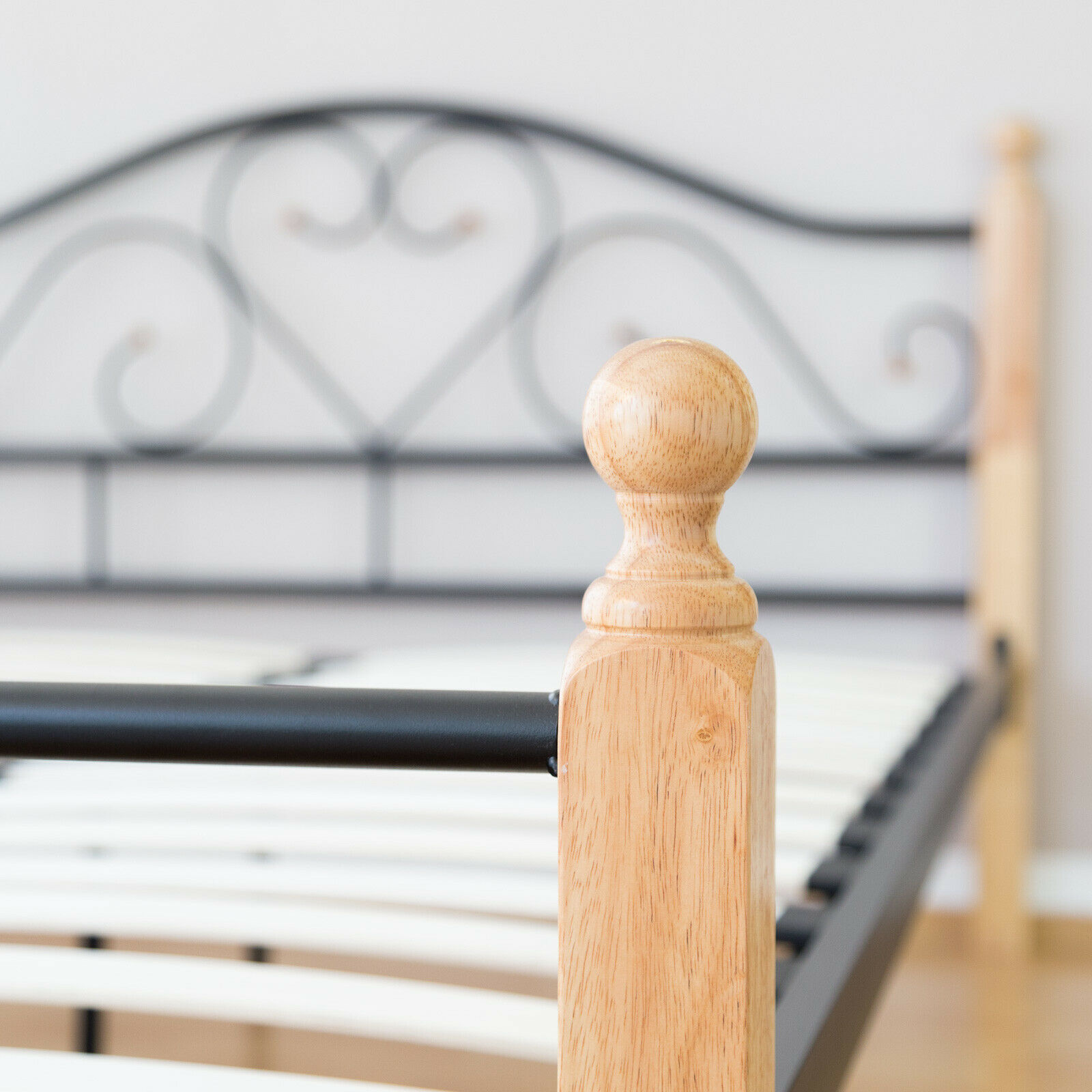Metal Bed 160x200 Black Daybed Double Bed Youth Bed with Slatted Frame