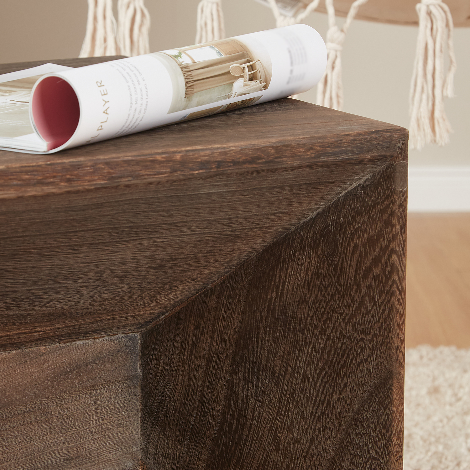 Stool Side Table Wooden Seating Cube Bedside Table Brown Vintage